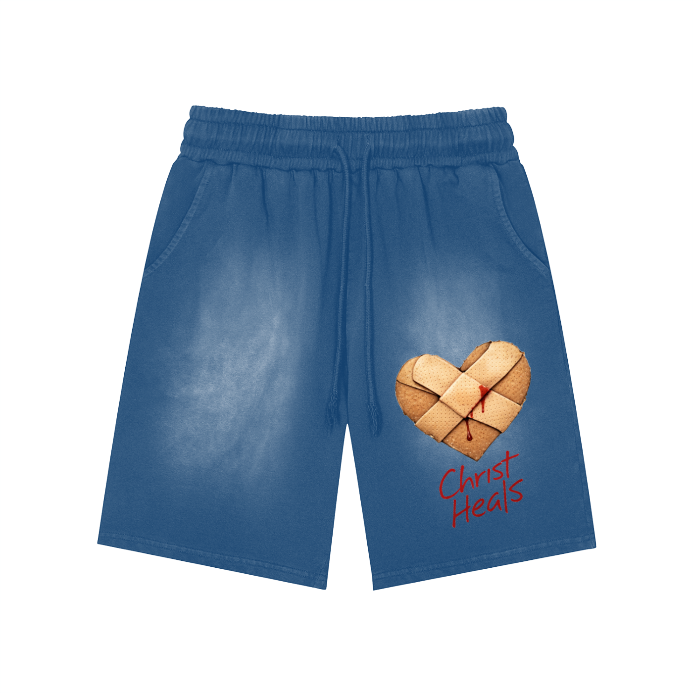 Rectangle Patch Monkey Washed Shorts